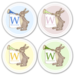 Name Doodles - Personalized Melamine Plates (Whimsical Rabbit 4 Plate Set) (WR-P4)